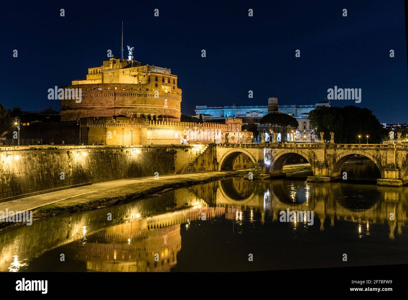 Castel Sant Angelo, River Tevere, night, Rome, Lazio, Italy, Europe Stock Photo