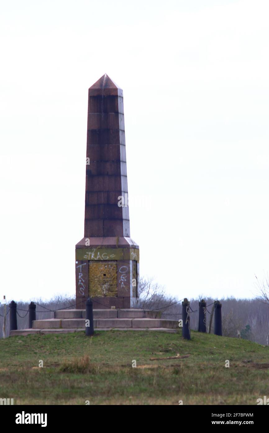 Obelisk - Monument commemorating Frederick the Great's manoevres with 44,000 troops in 1753. Sielmanns Naturlandschaft Döberitzer Heide Stock Photo