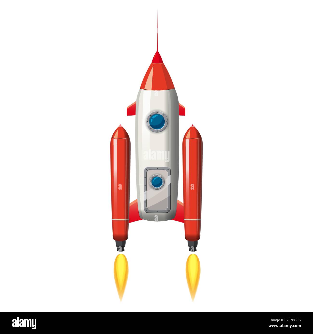 Simple Animated Spaceship Launching Rocket Ship Line 2D Object