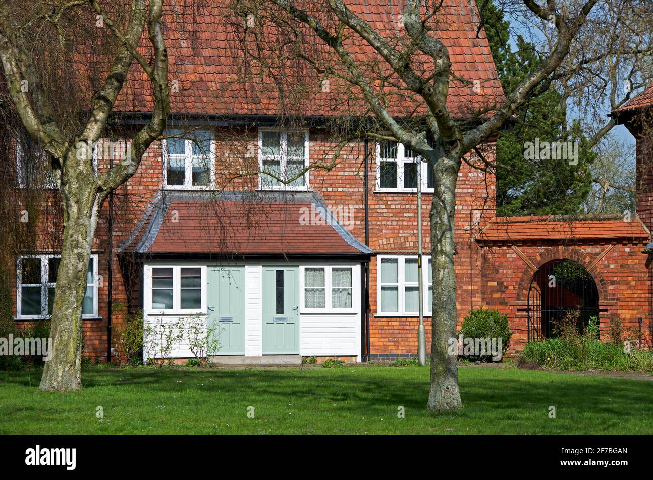 Brickbuilt houses in the model village of New Earswick, near York, North Yorkshire, England UK