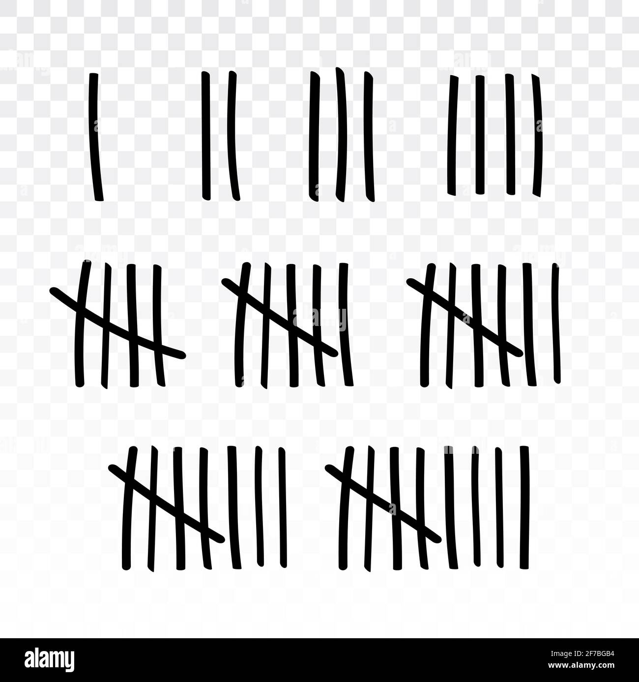 Tally marks prison jail vector wall count. Slash hash brush line number tally mark prison wall Stock Vector