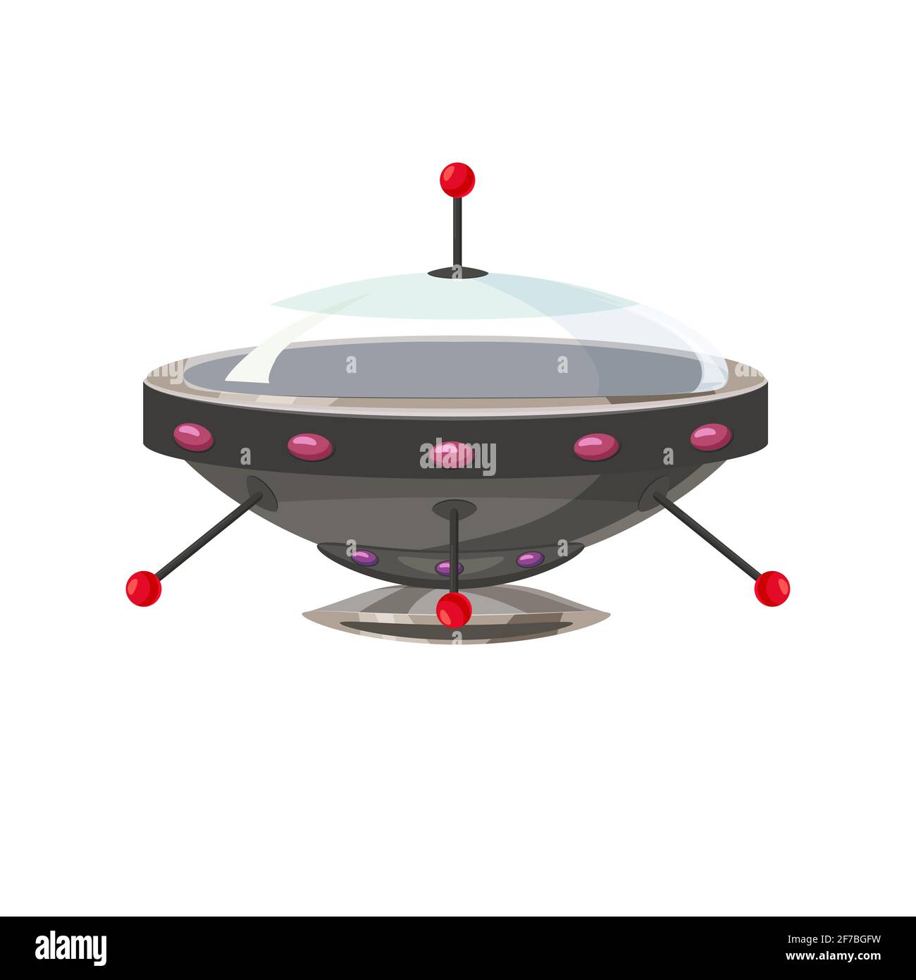 Ufo flying spaceship isolated on white cartoon style. Alien transport ...
