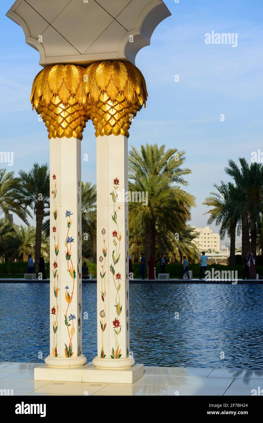 Detail of the Sheikh Zayed Mosque in Abu Dhabi, United Arab Emirates. Stock Photo