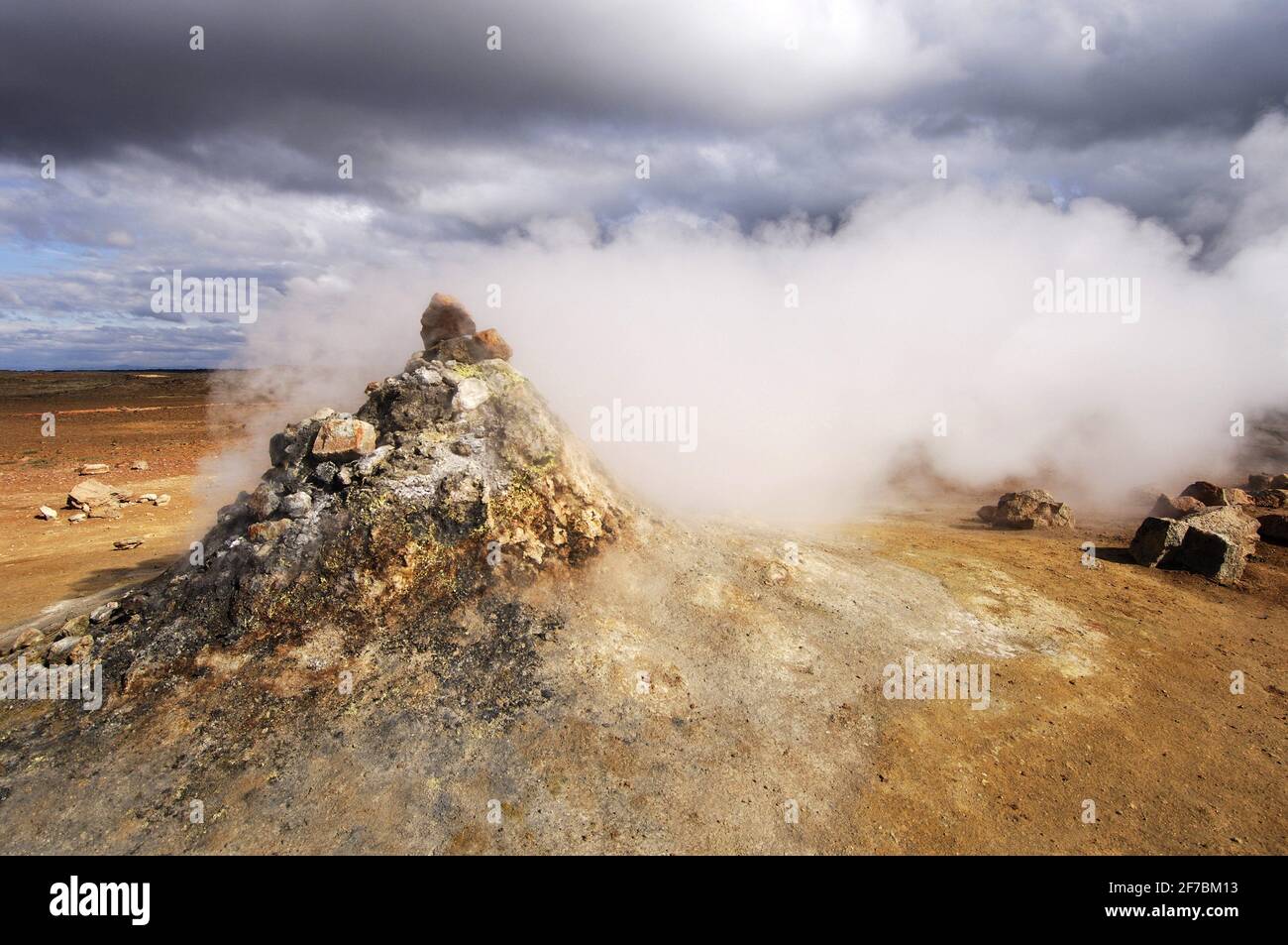Steaming geothermal vent or fumarole at Hverarond near Myvatn, north Iceland, Iceland Stock Photo