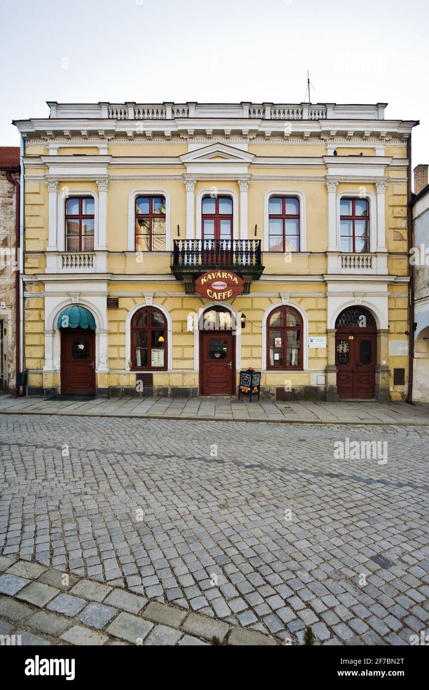 coffeehouse in old town of Telc, Czech Republic Stock Photo