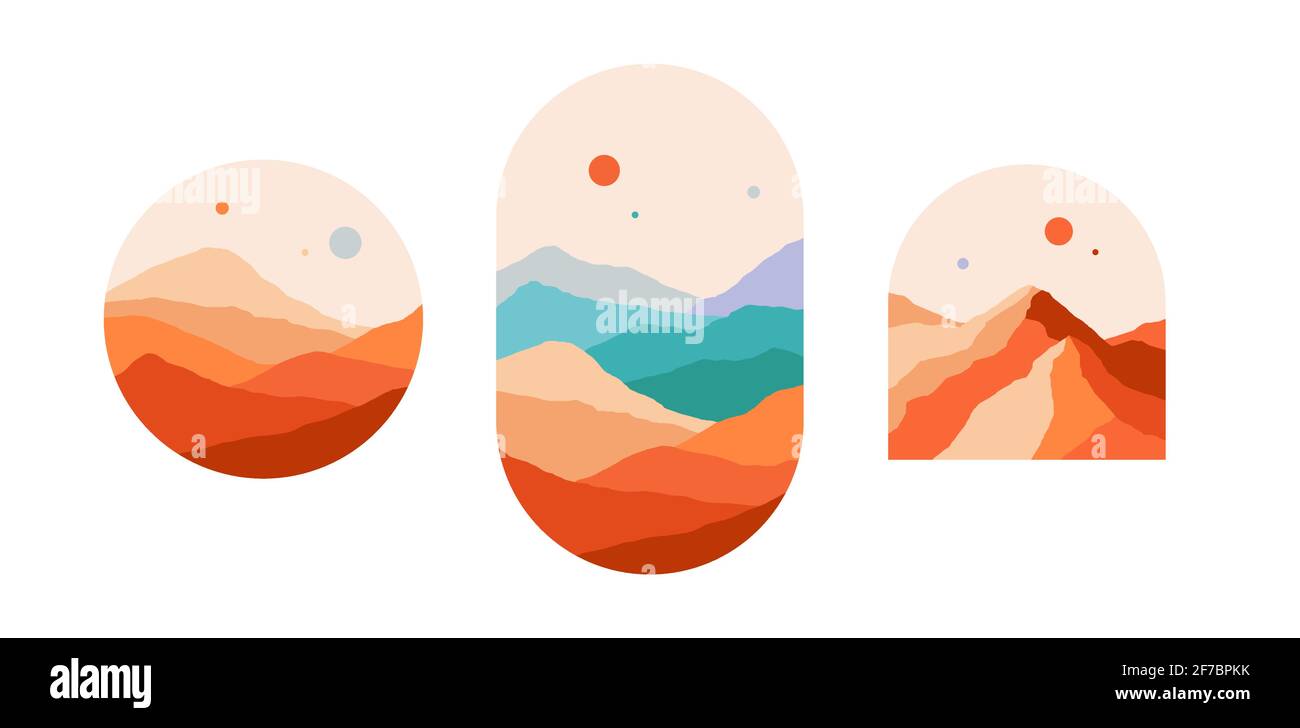 Mountain. Abstract landscape art print, minimalist style Stock Vector ...