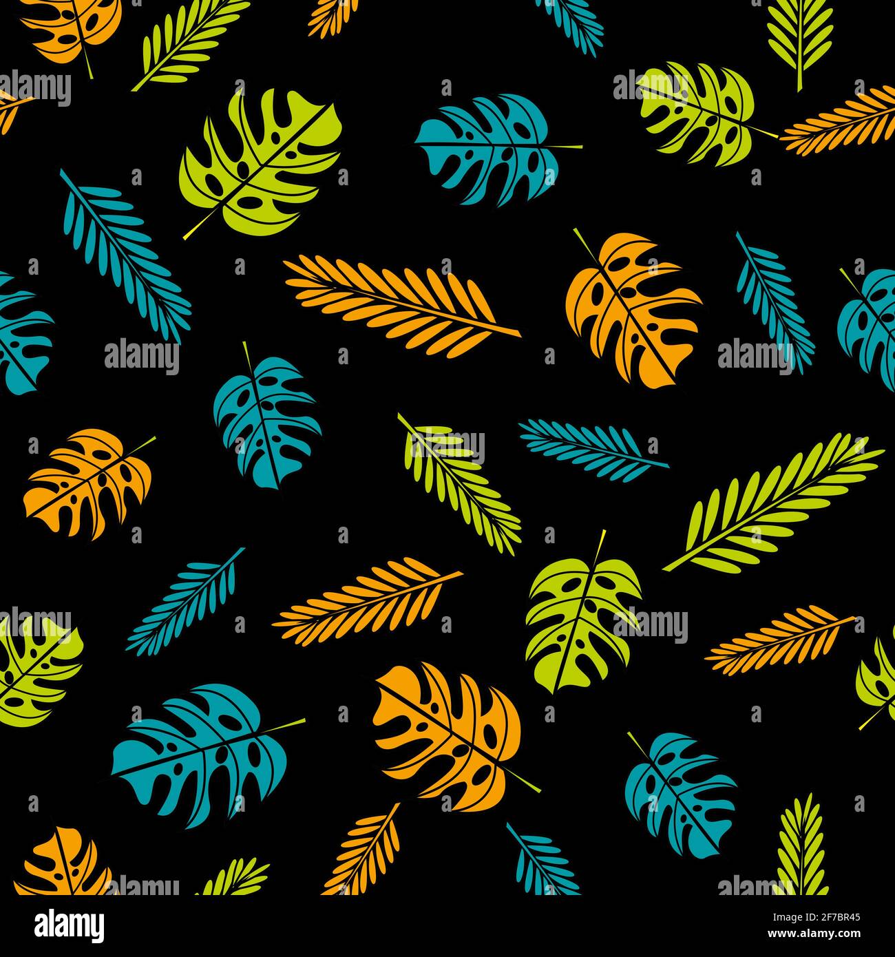 Seamless tropical pattern on the black background Stock Vector Image ...