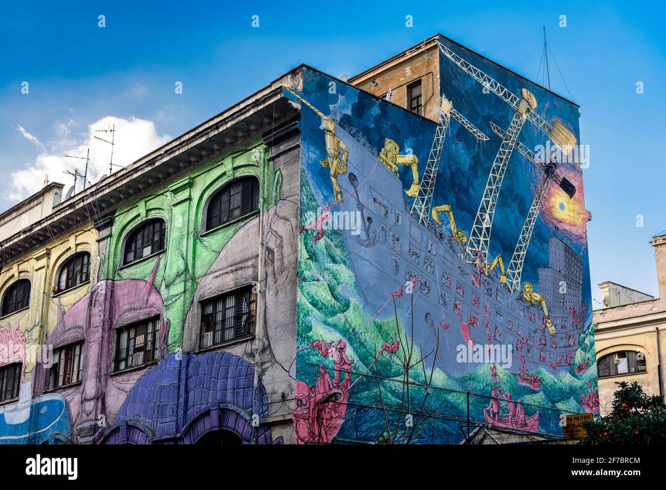 Graffiti, Street Artist, Blu, Writer,  Testaccio, Porto Fluviale, Rome, Lazio, Italy, Europa Stock Photo