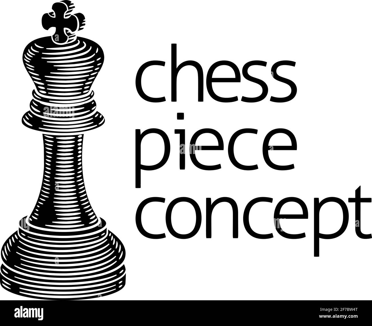 King Chess Piece Vintage Woodcut Style Concept Stock Vector