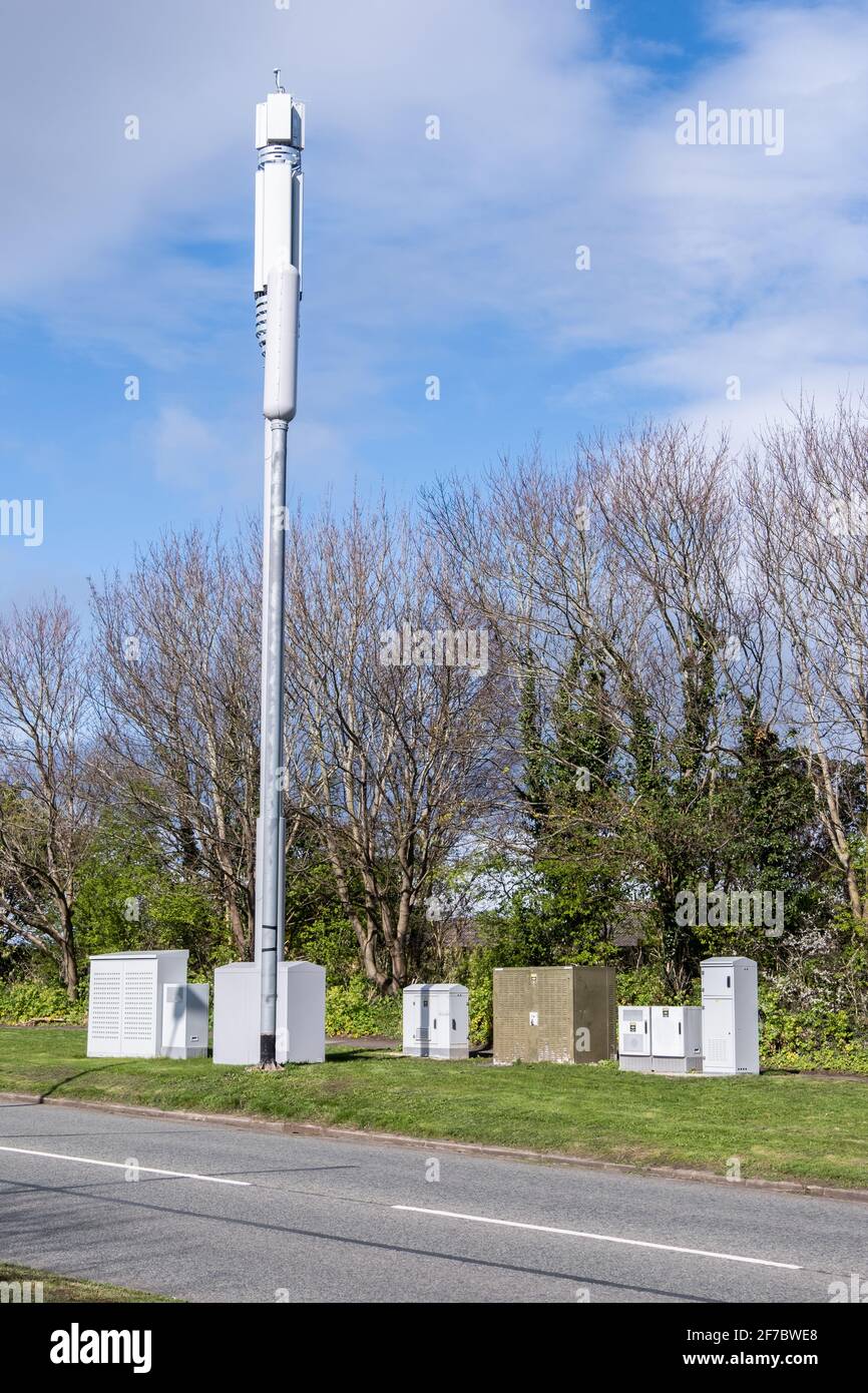 Mobile phone mast for EE network in Greasby Wirral March 2021 Stock