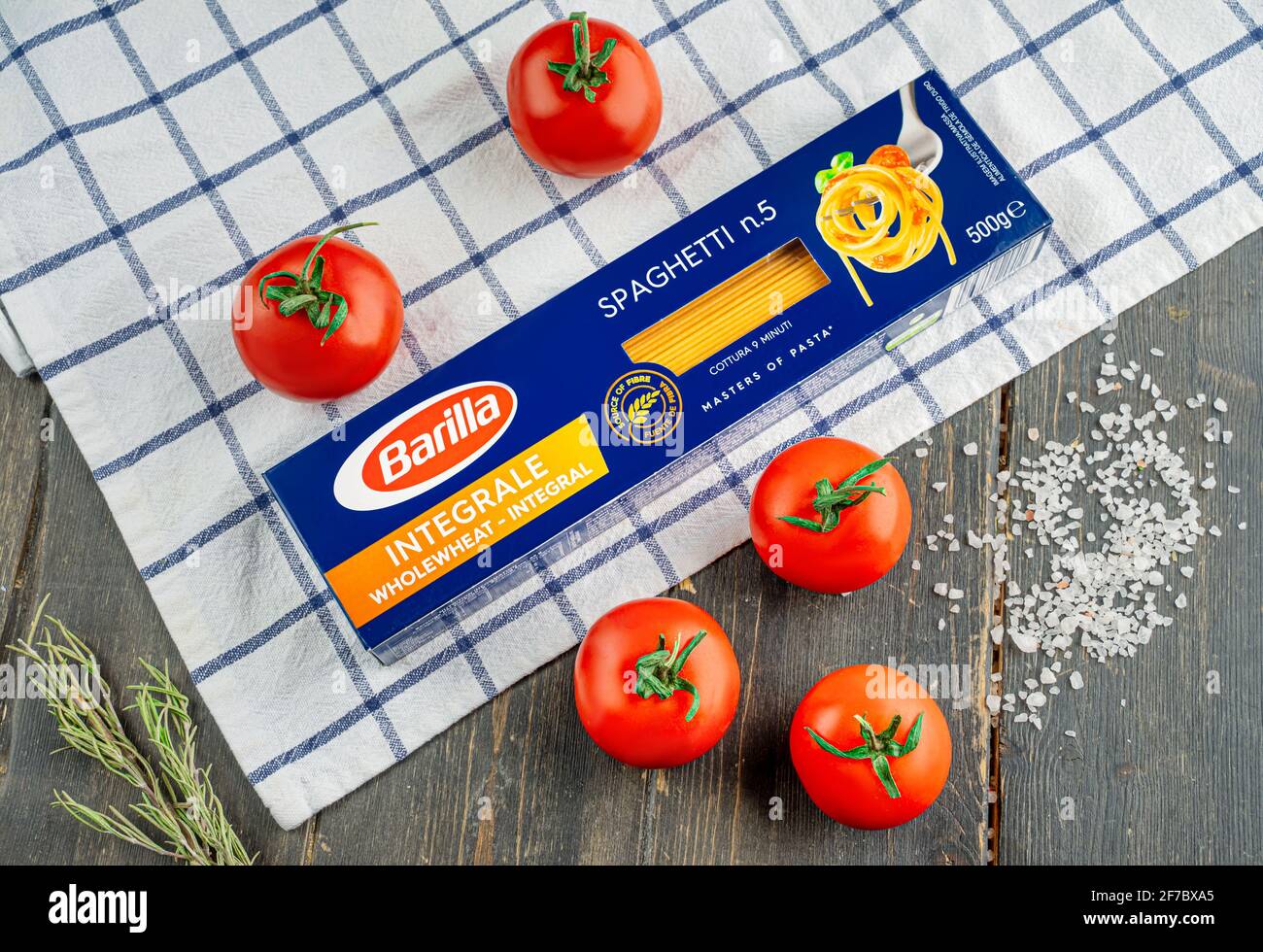 BARILLA products. Italian Italian spaghetti number 5. Barilla group  produces several kinds of pasta and it is the world's leading pasta maker  Stock Photo - Alamy