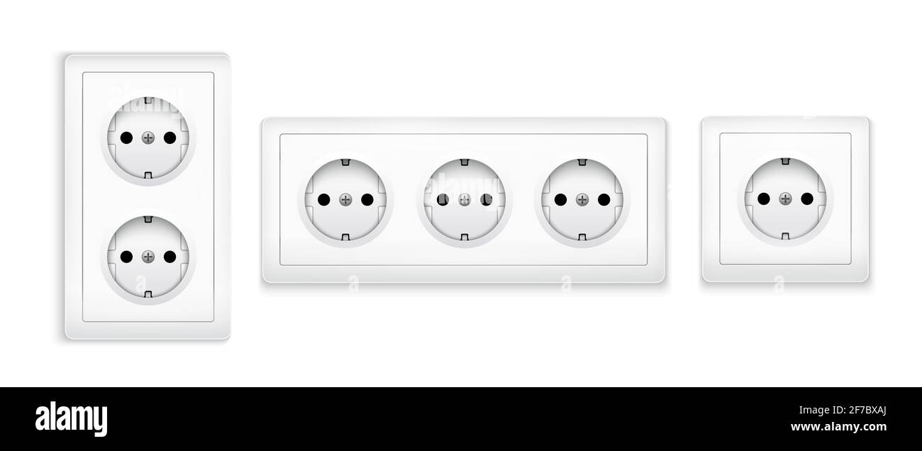 Power socket outlet wall plug icon. Electric round eu power socket