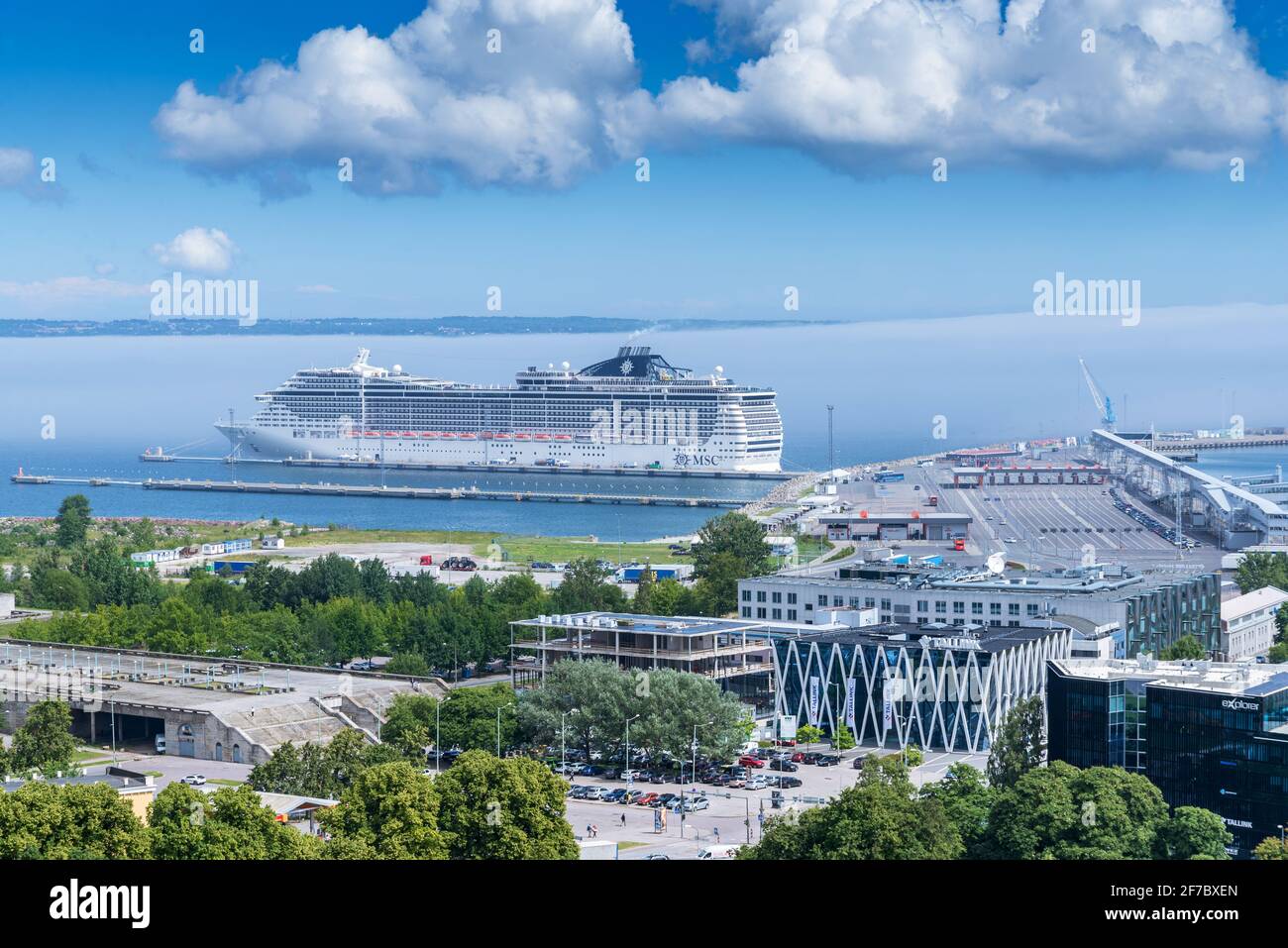 Port of Tallinn, capital of Estonia, is filled with many ships Stock Photo