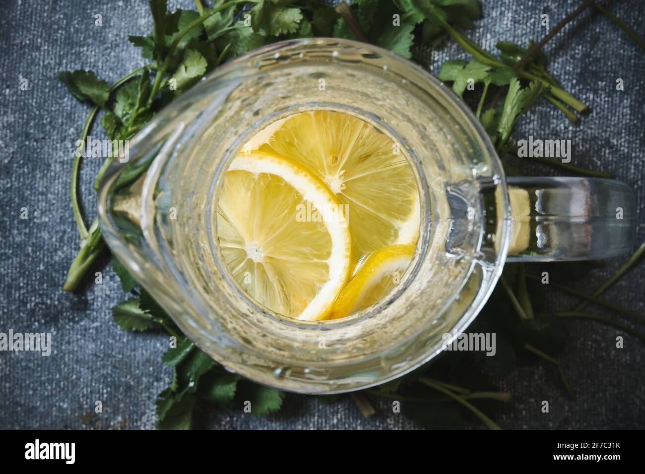 Lemonade in a glass decanter Stock Photo