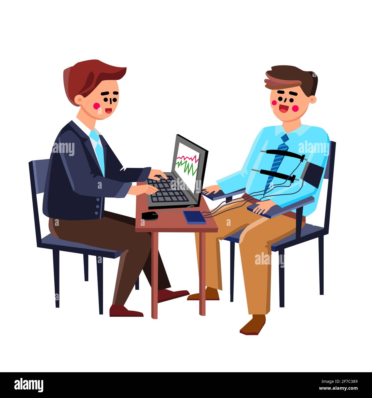 Polygraph Test Passing Young Man In Office Vector Stock Vector Image ...