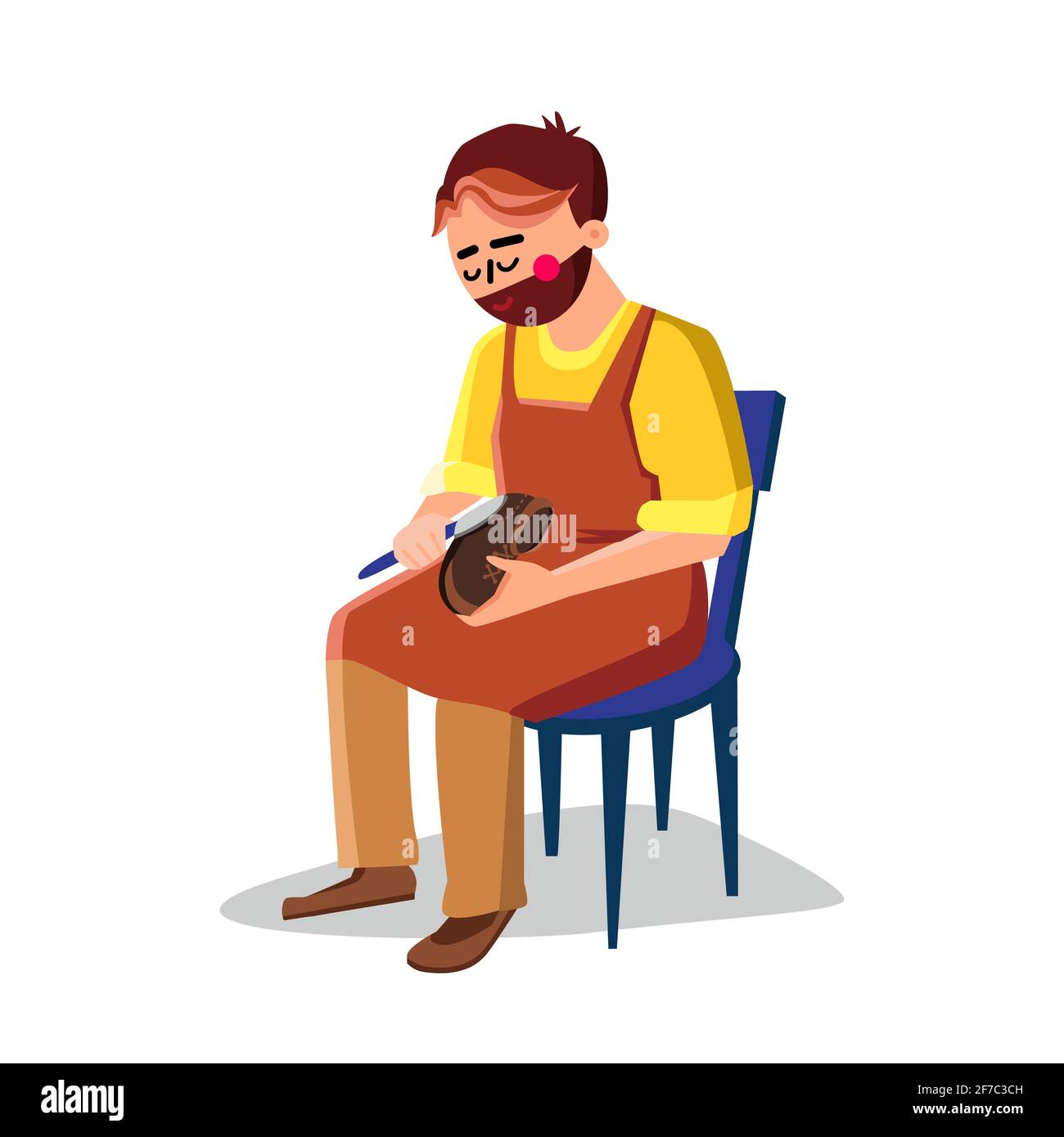 Shoemaker Repairing Shoe With Equipment Vector Stock Vector Image & Art