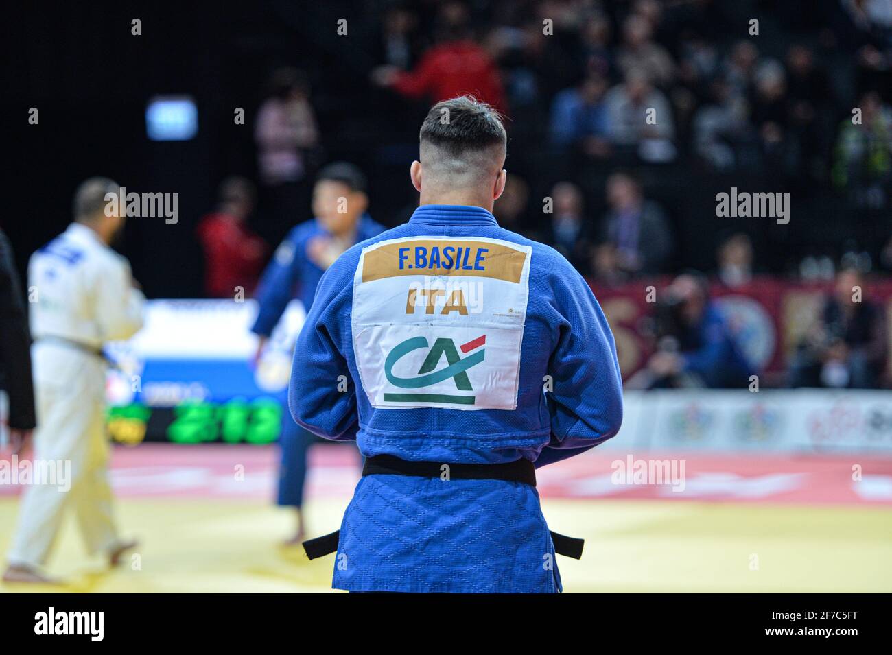 Fabio Basile (back turned) of Italy just before fighting during Judo Paris Grand Slam 2020 Stock Photo