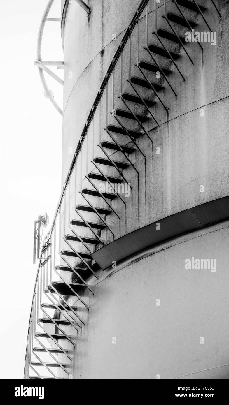 External steps on side of large storage vessel Stock Photo Alamy