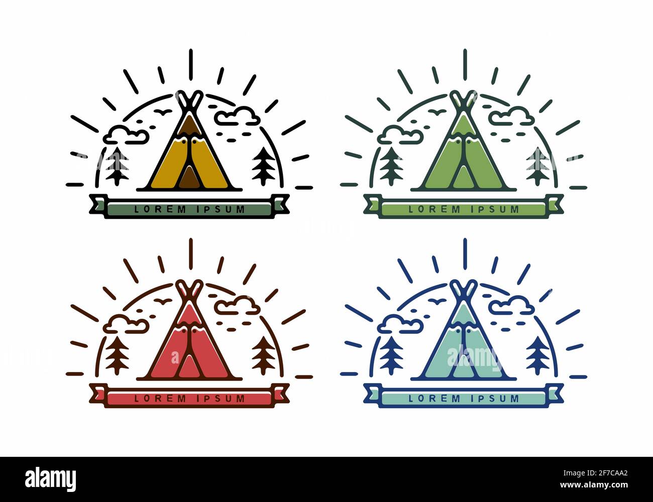 Vintage illustration line art of camping tent design Stock Vector Image ...