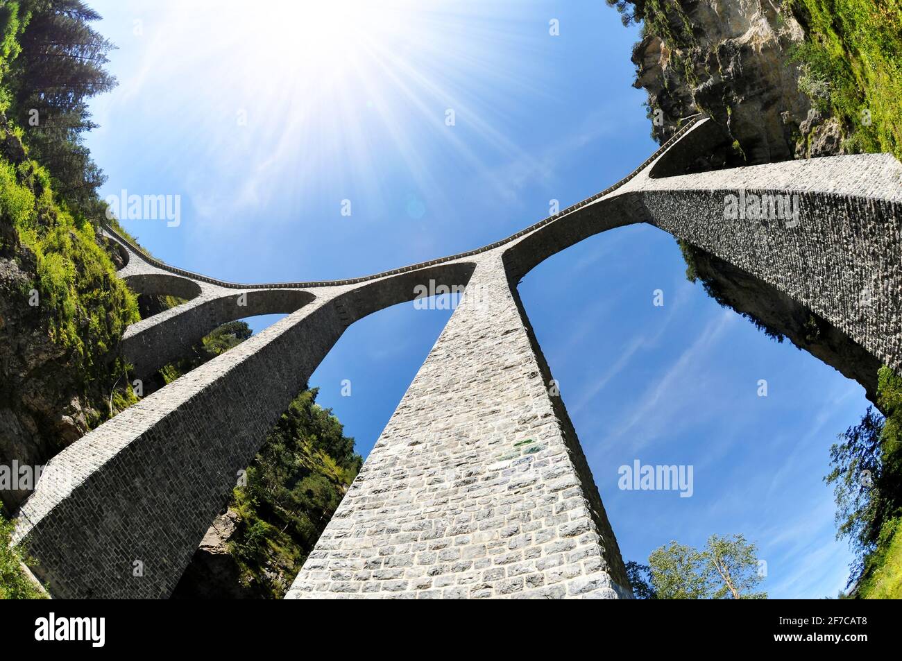 Landwasser viaduct in Filisur - canton Graubunden, Switzerland. Stock Photo