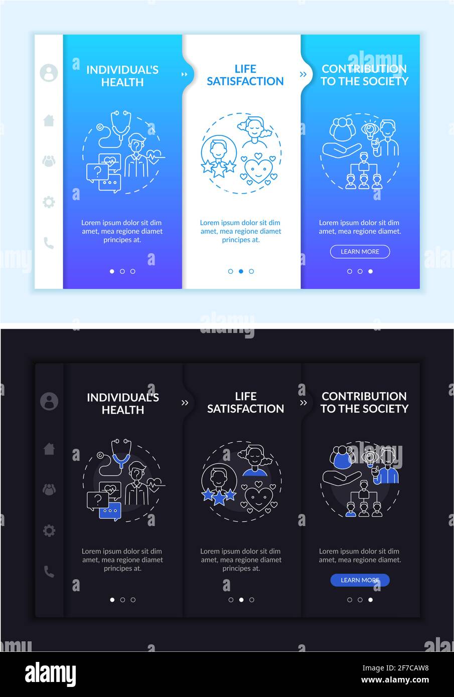 Positive adult development effects onboarding vector template Stock Vector