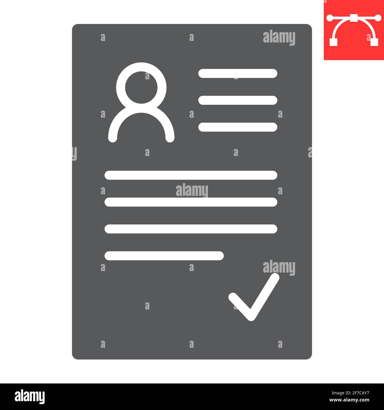 CV glyph icon, contract and document, resume vector icon, vector graphics, editable stroke solid sign, eps 10. Stock Vector