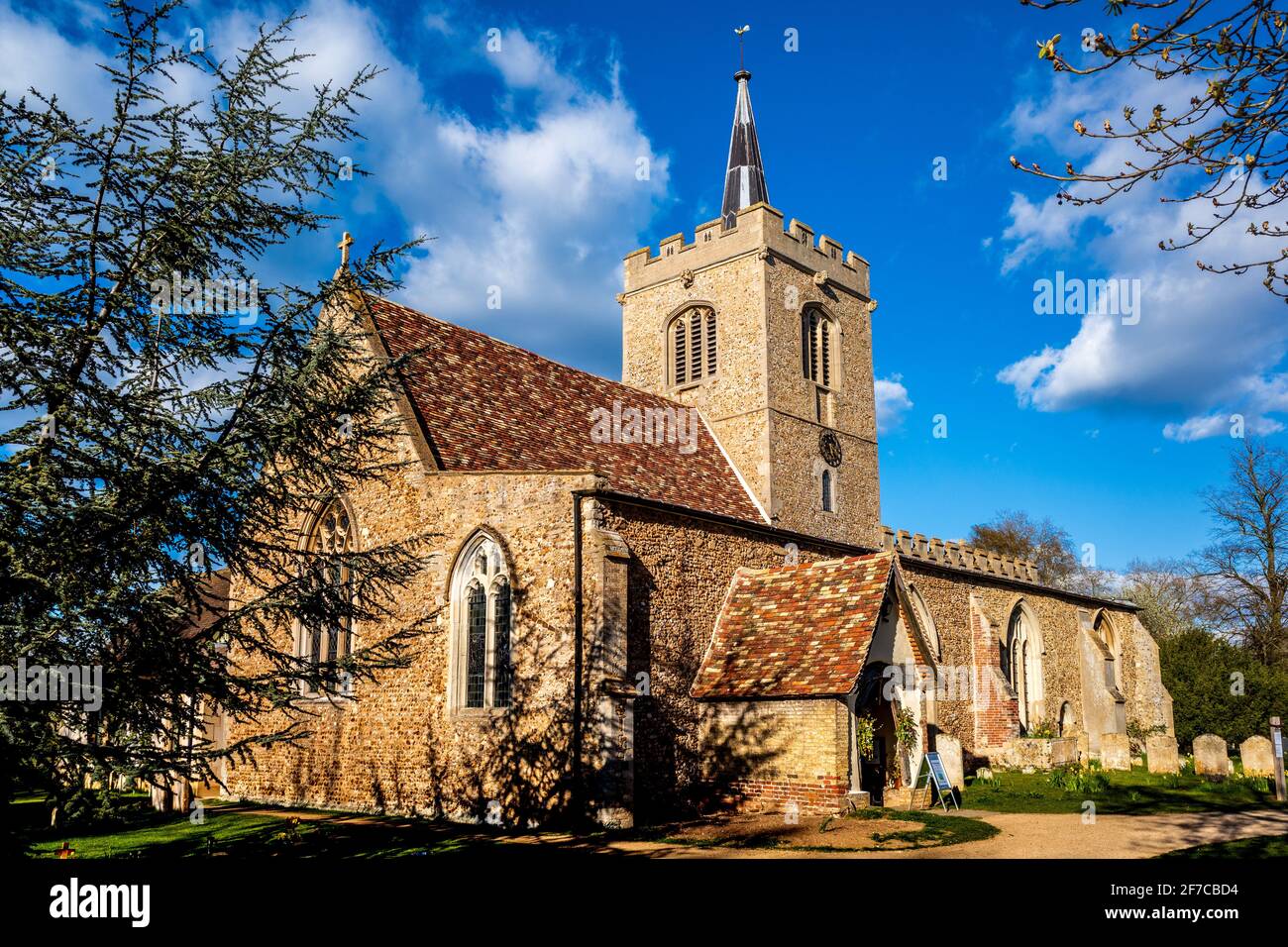 Whittlesford Church. St Mary and St Andrew’s Church Whittlesford Cambridge - first recorded from 1217 but parts believed to be much earlier. Stock Photo