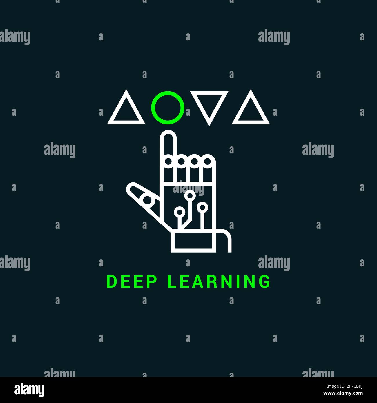 Deep machine learning linear icon in two colors. Vector icon of robot ...