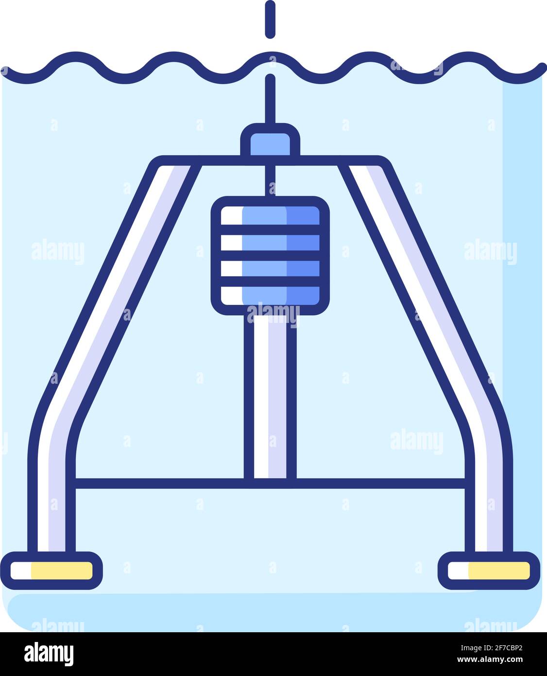 Hydraulically damped gravity corer RGB color icon Stock Vector