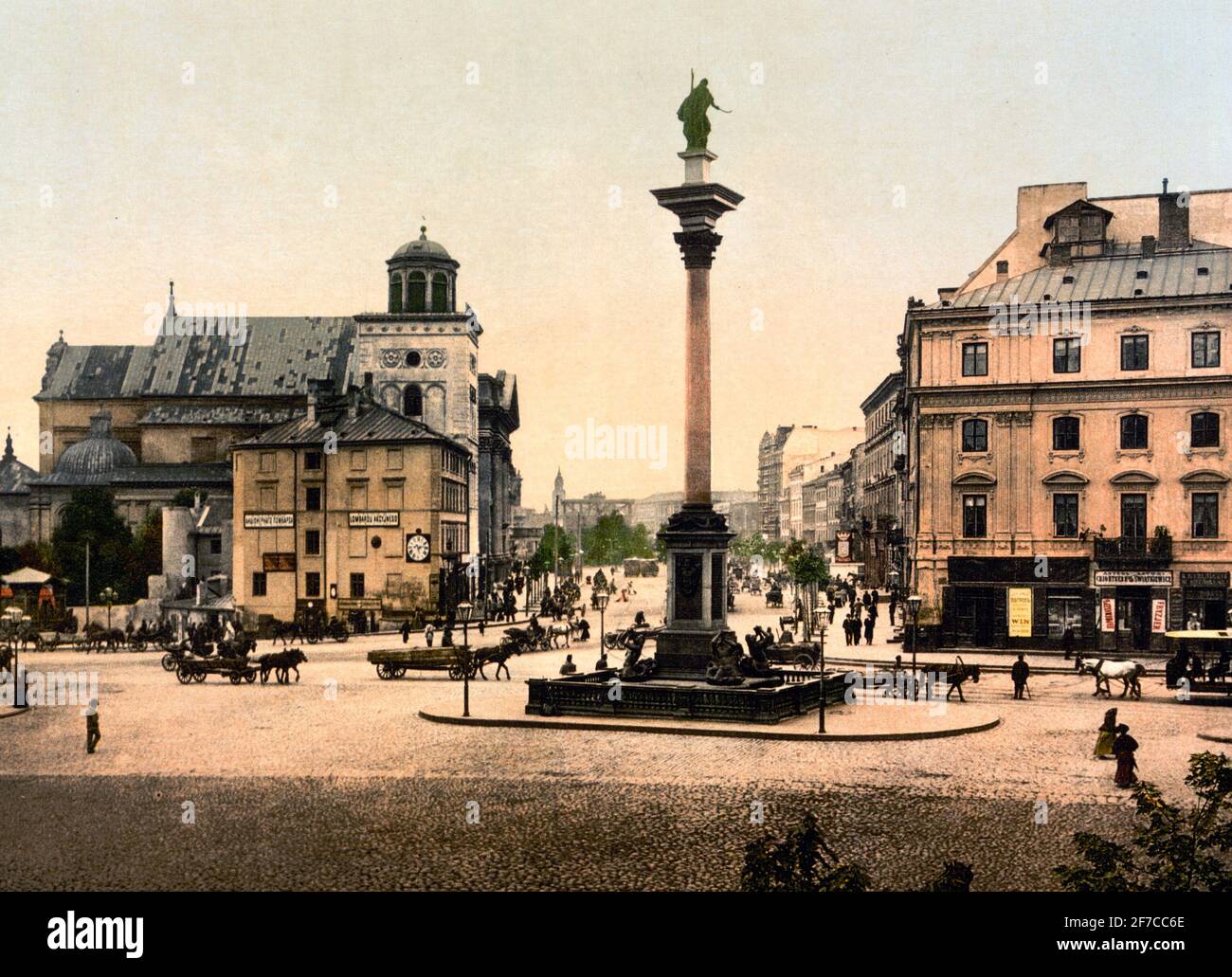 King Sigismund's monument, Warsaw, Russia (i.e. Warsaw, Poland, circa 1900 Stock Photo