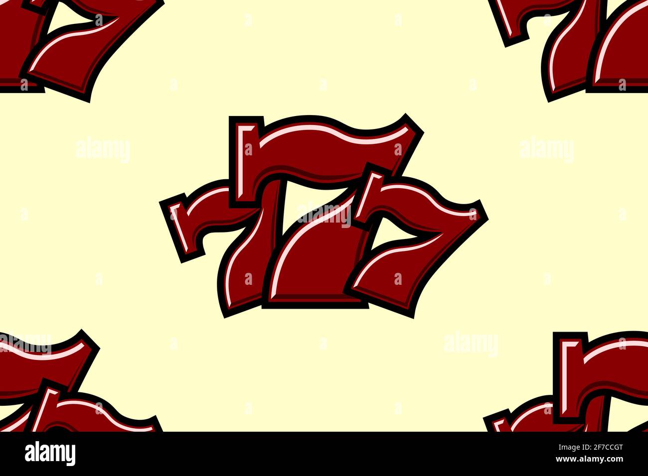 Triple Lucky Sevens seamless pattern background vector illustration Stock Vector