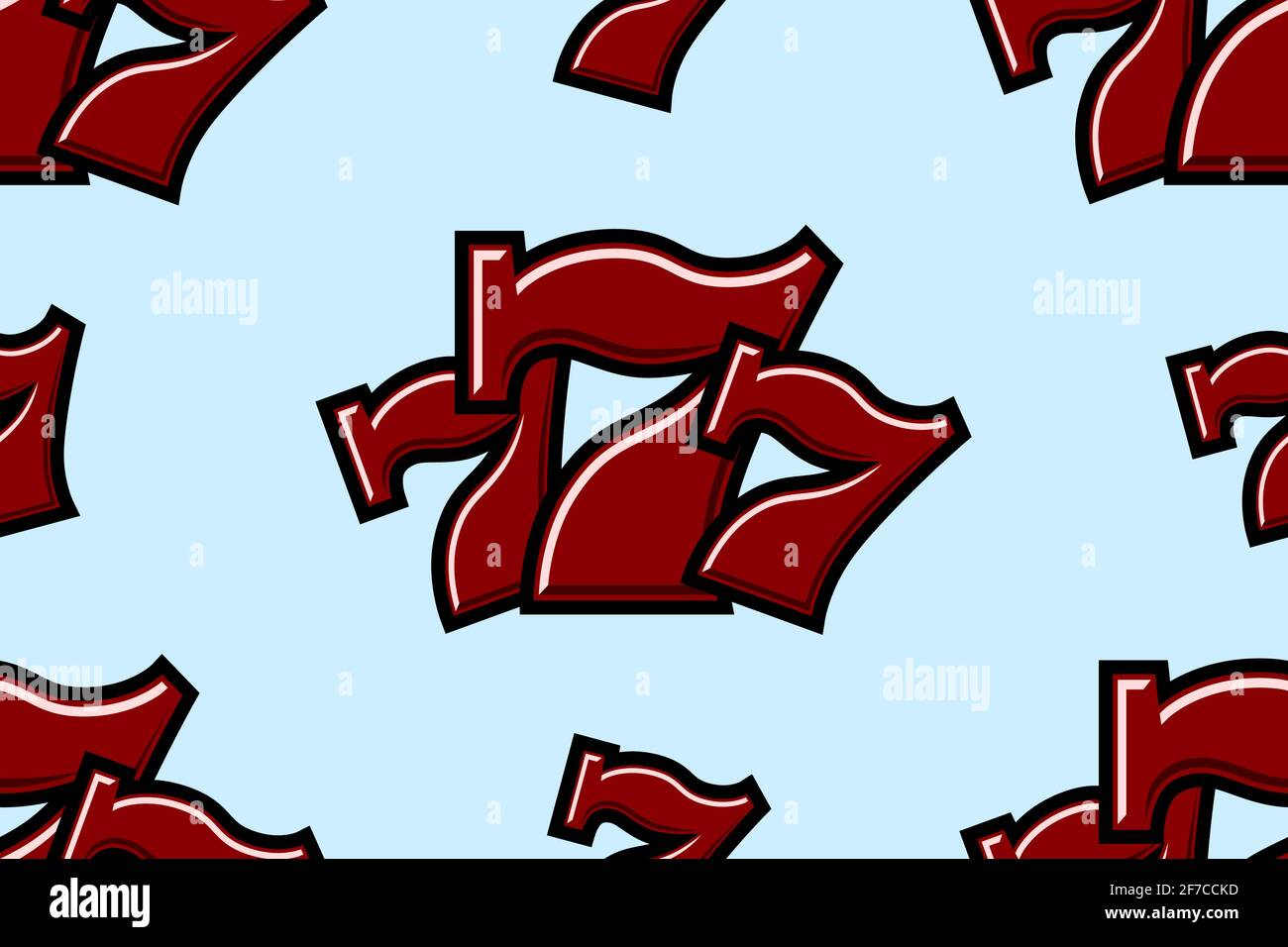 Triple Lucky Sevens seamless pattern background vector illustration Stock Vector