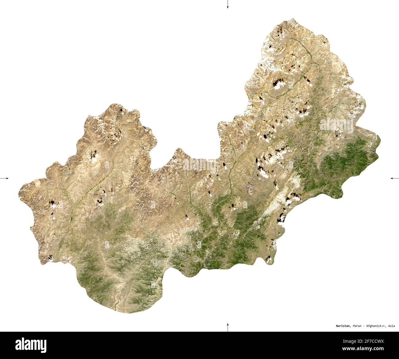 Nuristan, province of Afghanistan. Sentinel-2 satellite imagery. Shape ...