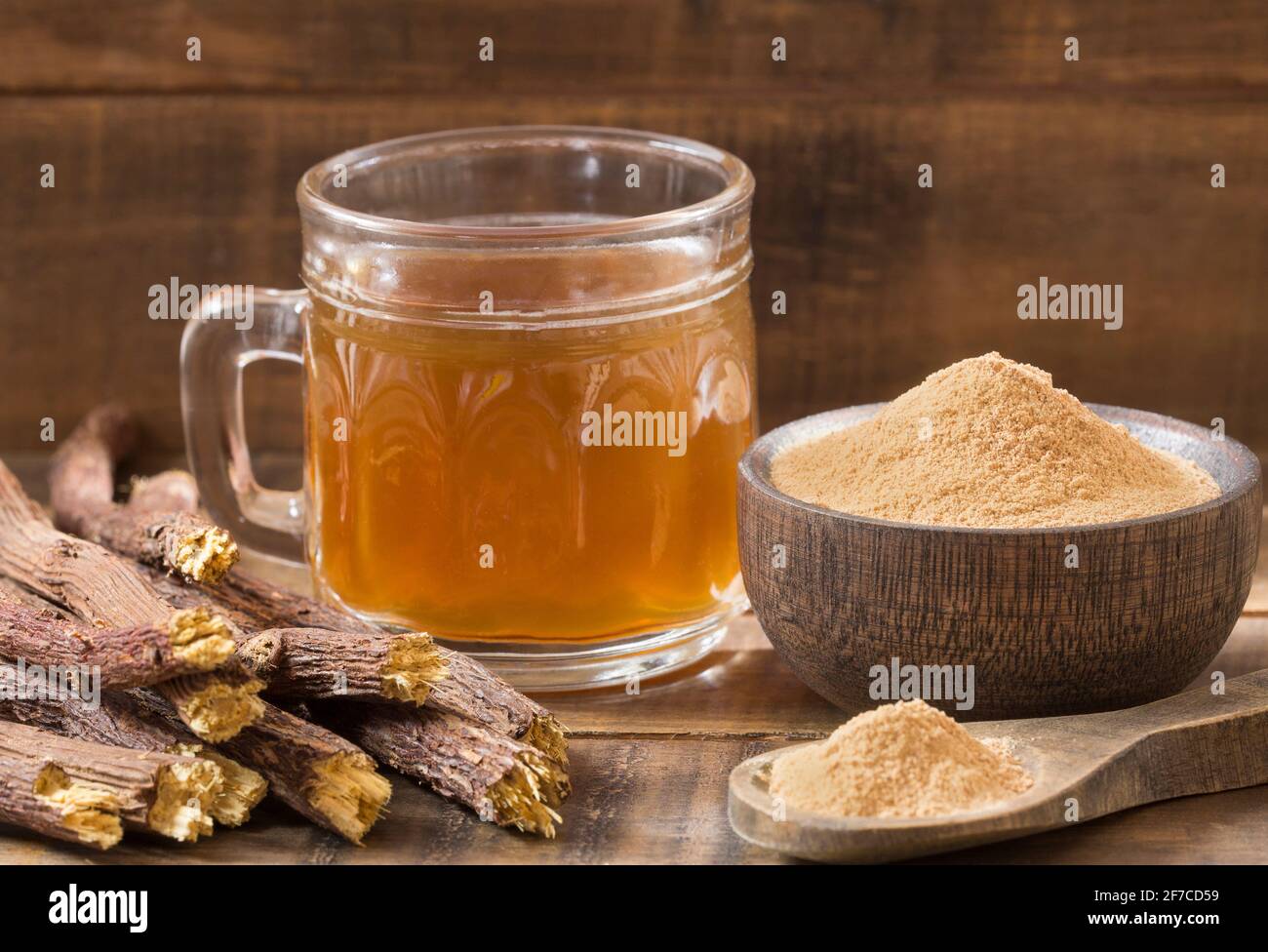 Licorice cup of tea Glycyrrhiza glabra. Licorice root has medicinal