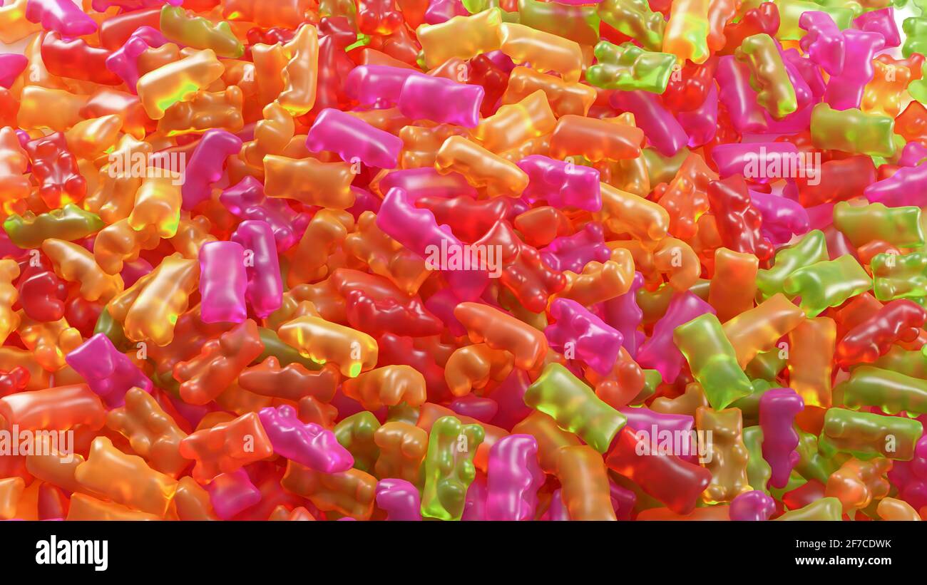 Colorful gummy Candies Bear. 3d rendering Stock Photo