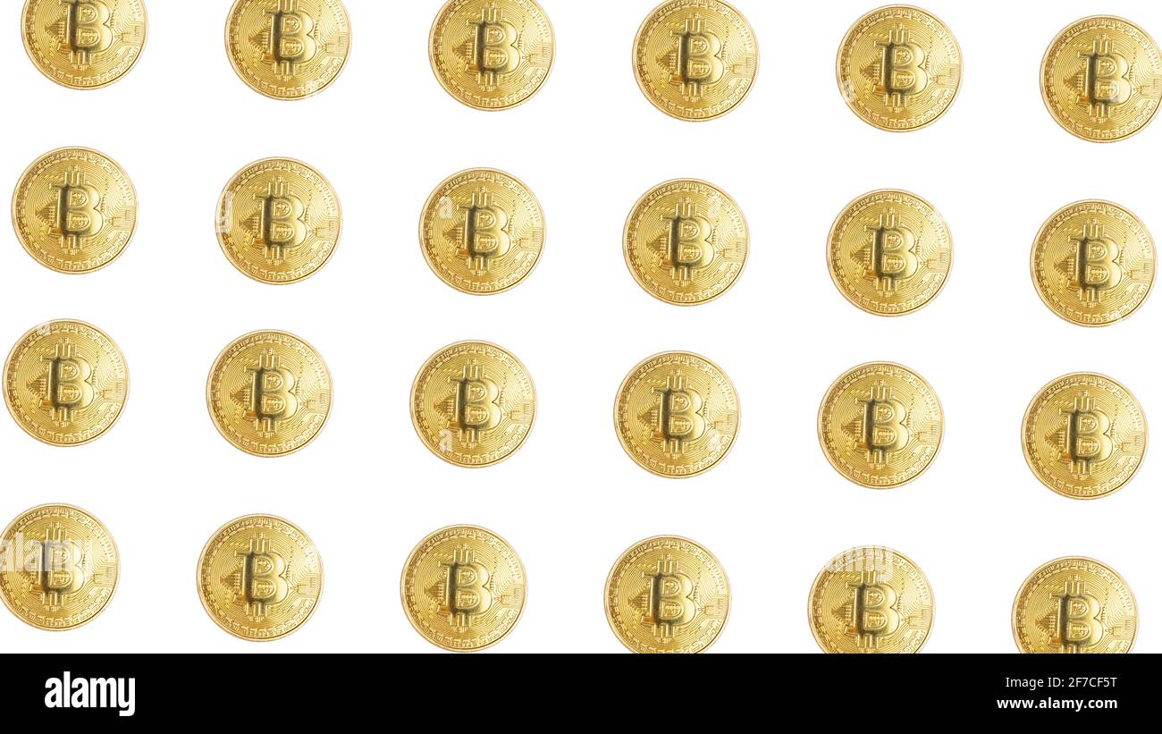 group of gold coins of bitcoin cryptocurrency isolated on white background,  digital money, bitcoin mining concept Stock Photo - Alamy
