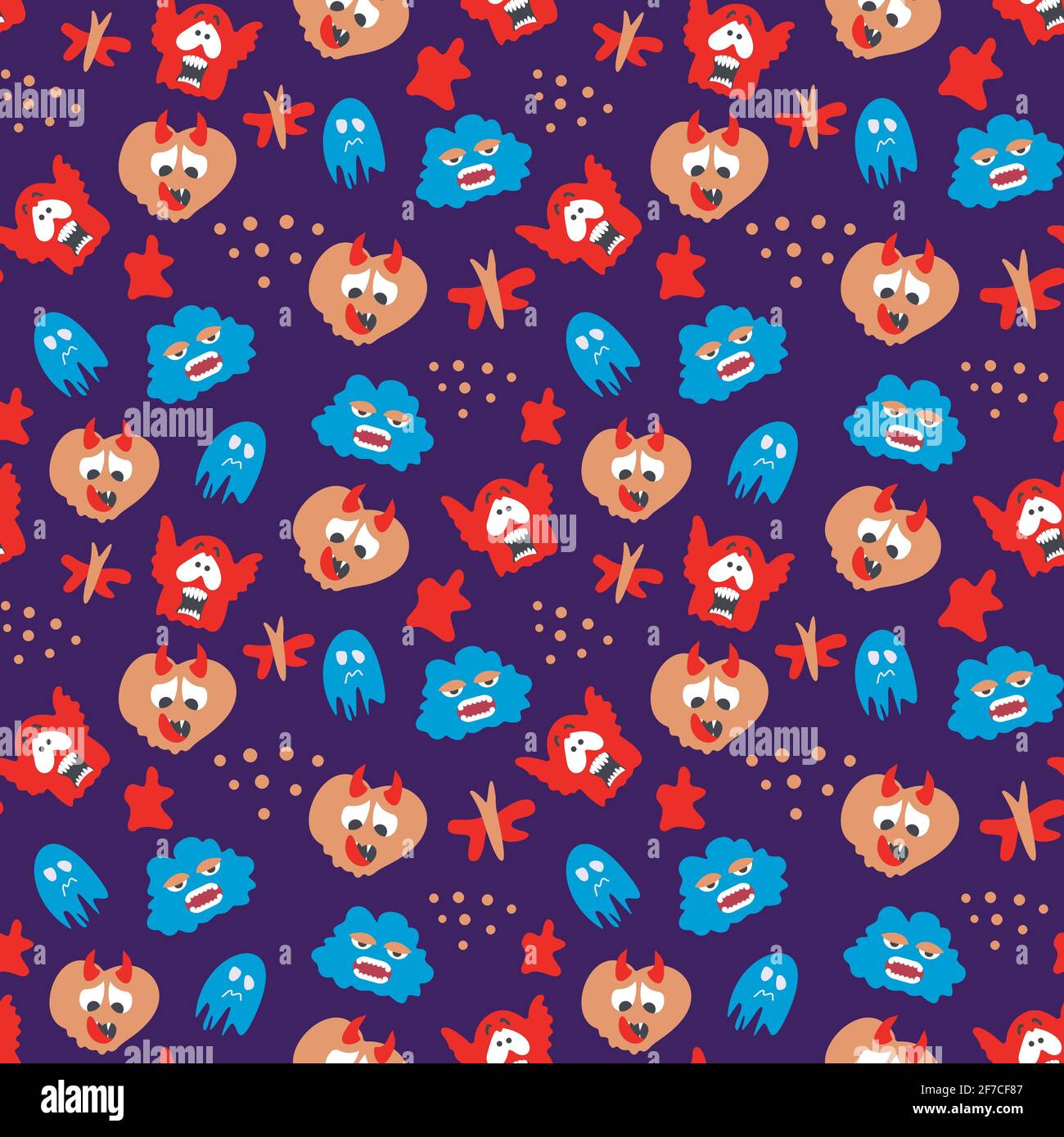 seamless pattern with monsters vector illustration Stock Vector Image ...