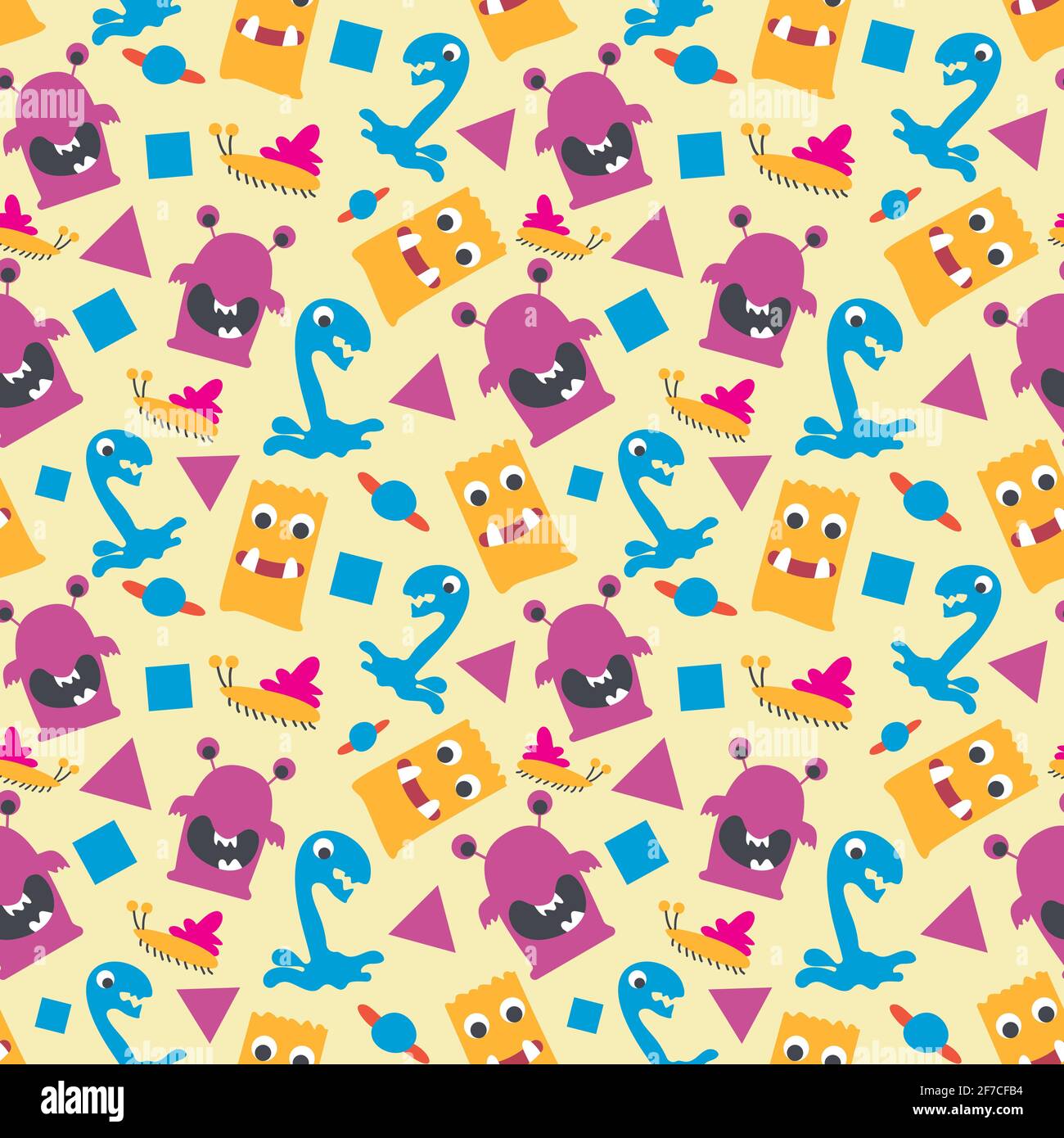 seamless pattern with monsters vector illustration Stock Vector Image ...