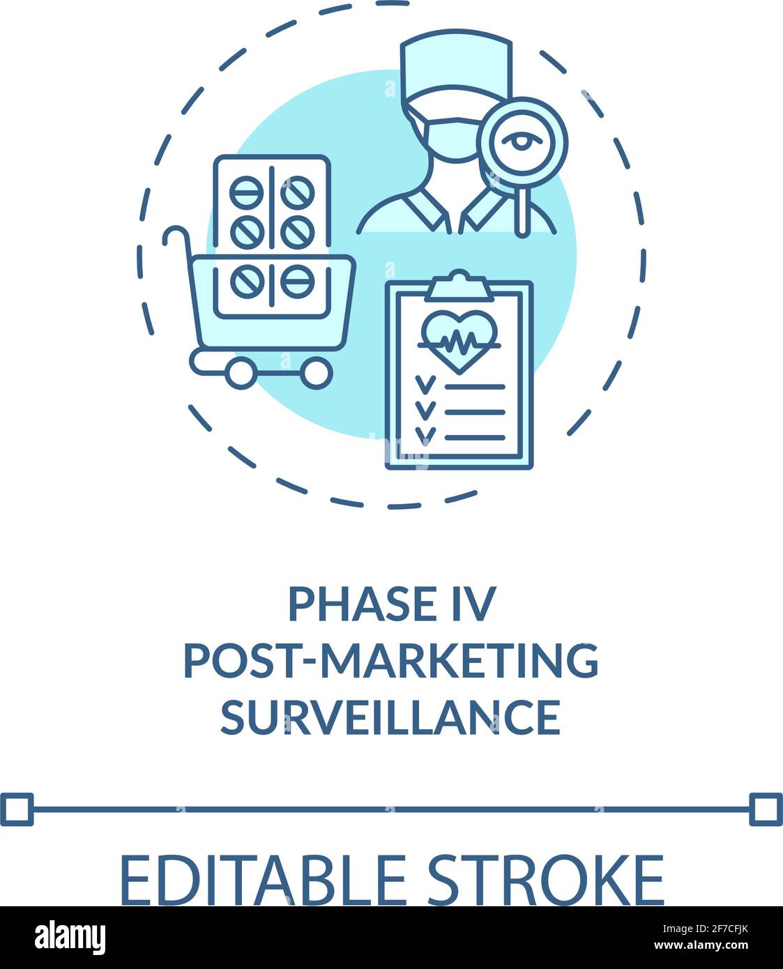 Post-marketing surveillance concept icon Stock Vector