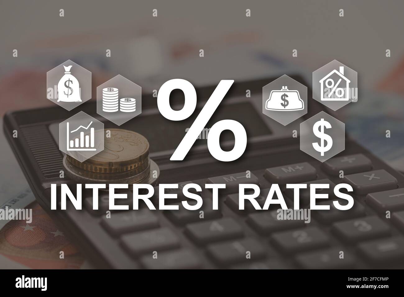 Interest Rates Backround Interest rates concept illustrated by a picture on background Stock ...
