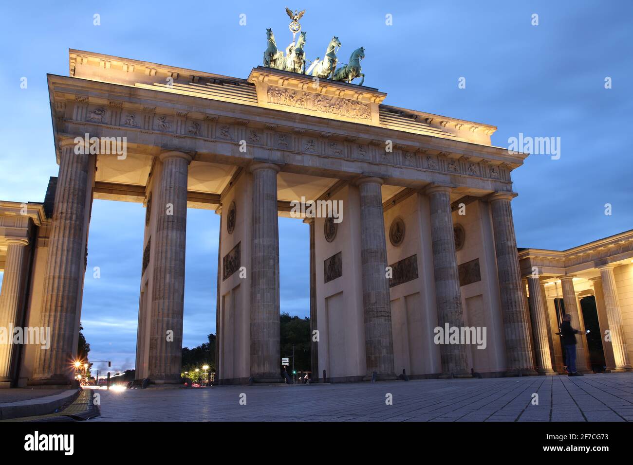 The Brandenburg Gate, landmark of Germany at sunset. It is located in the western part of the city centre of Berlin. Stock Photo
