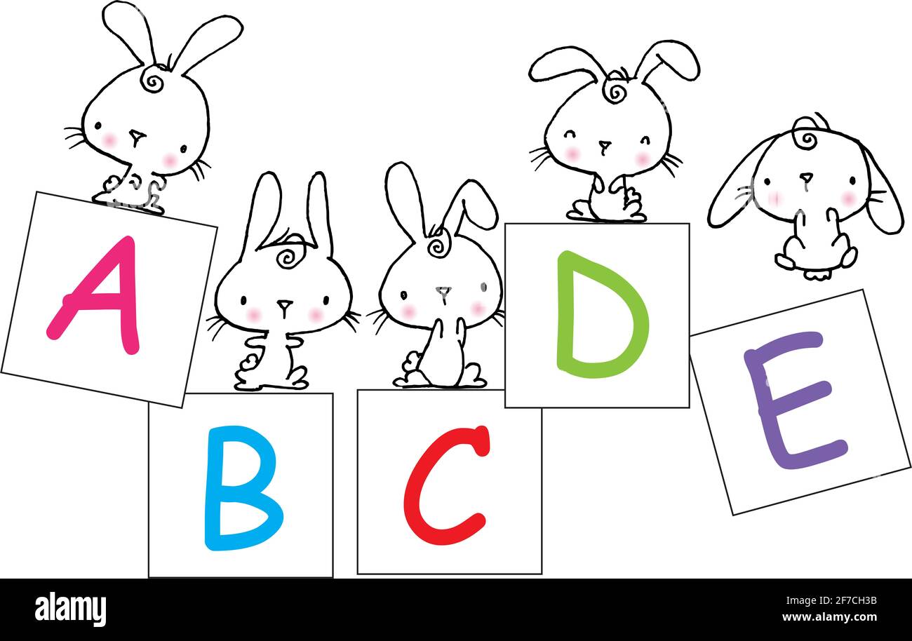 rabbit with abcd card Stock Photo - Alamy