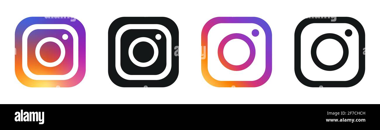 Instagram. Camera icons set. Vector illustration isolated on a white ...