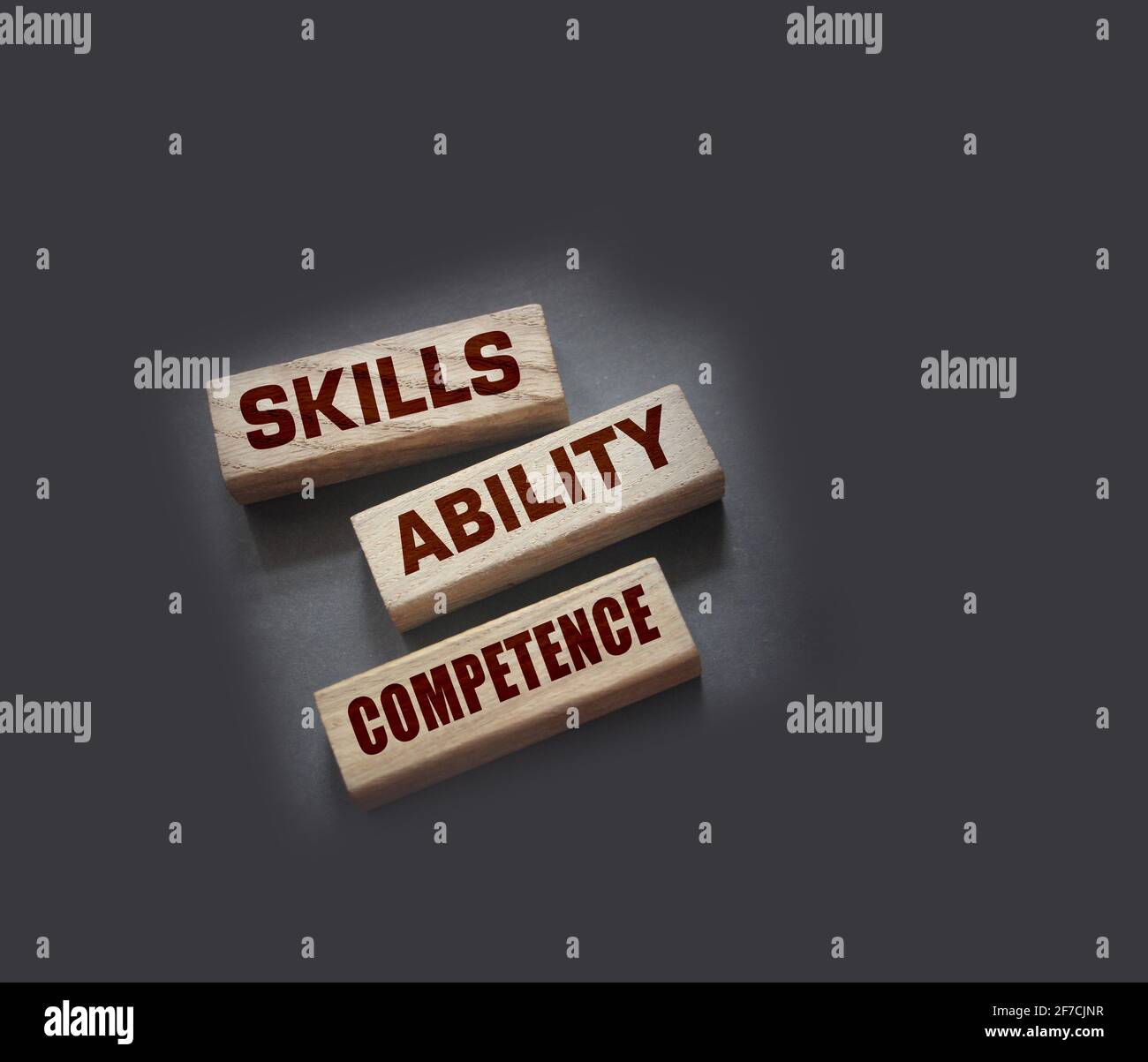Skills ability competence words in wooden blocks concept. Career and ...