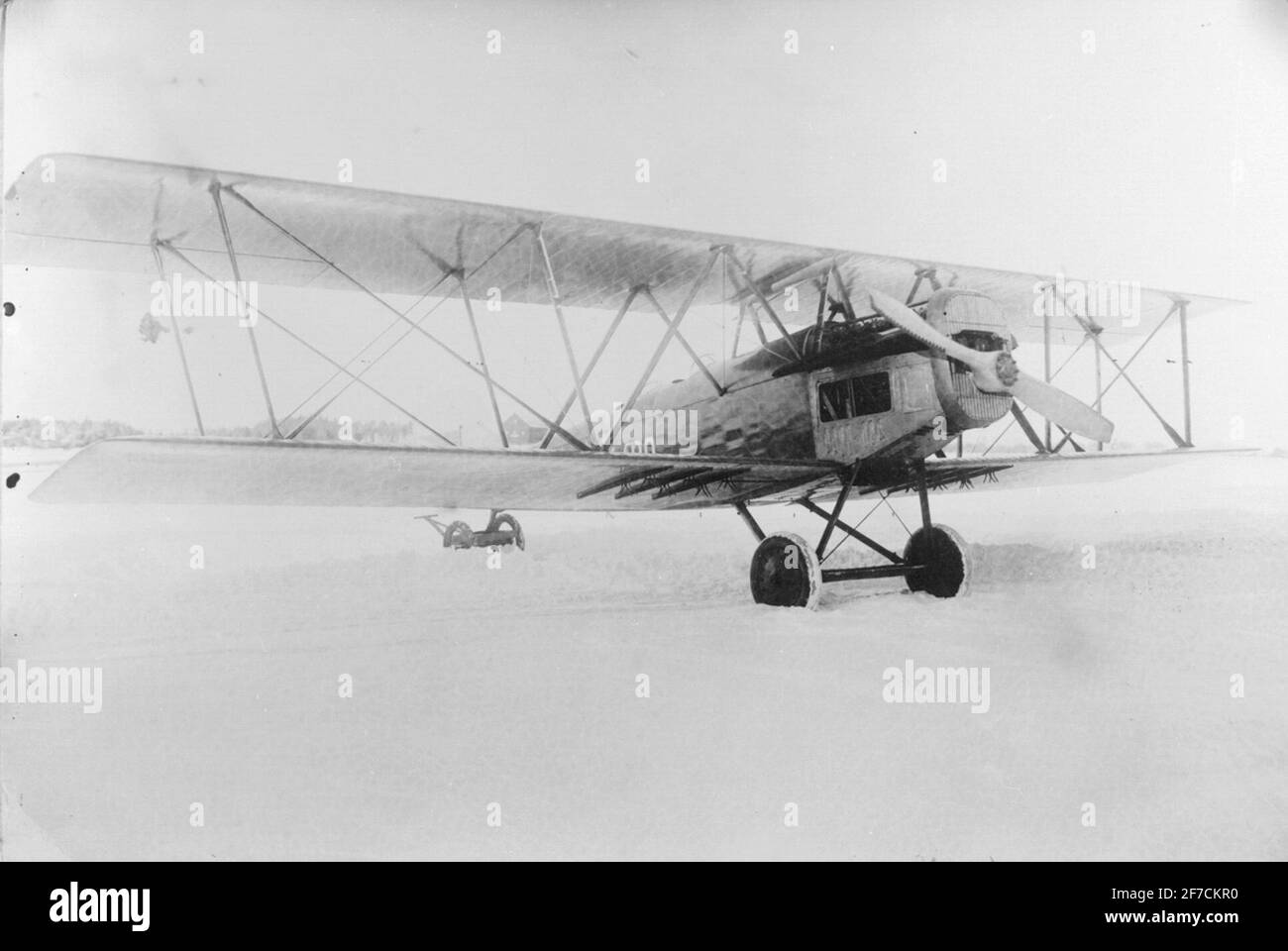 Airplane B 1  Bombers Fiat BR number 4400 stands on a field, winter. Stock Photo