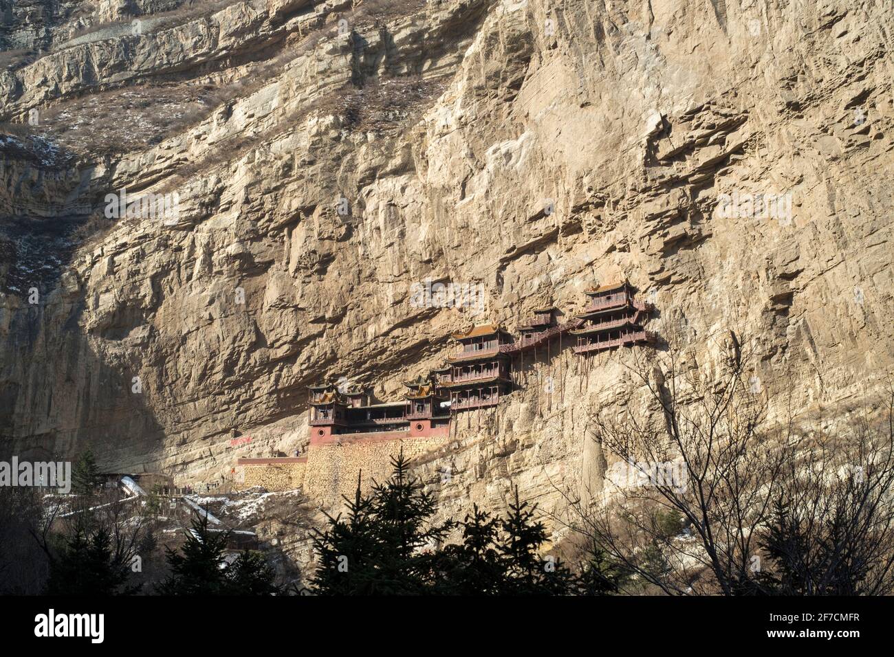 XuanKong Si (Hanging Temple)  at the foot of Hengshan Mountain in Shanxi Province, about 300 miles southwest of Beijing, China. Stock Photo