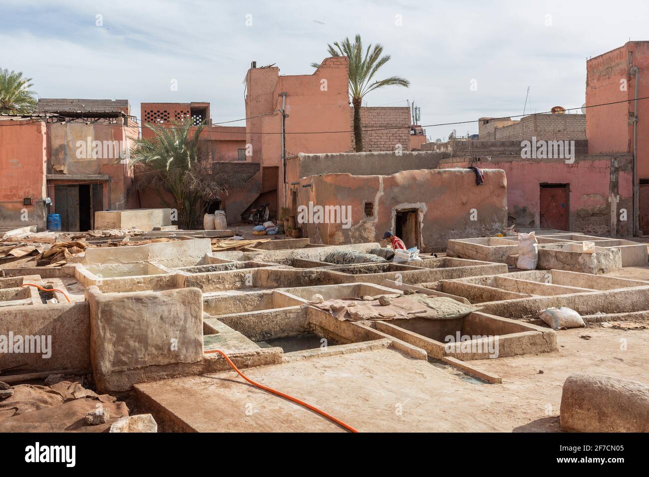 Inside a tannery of Marrakech, Morocco Stock Photo