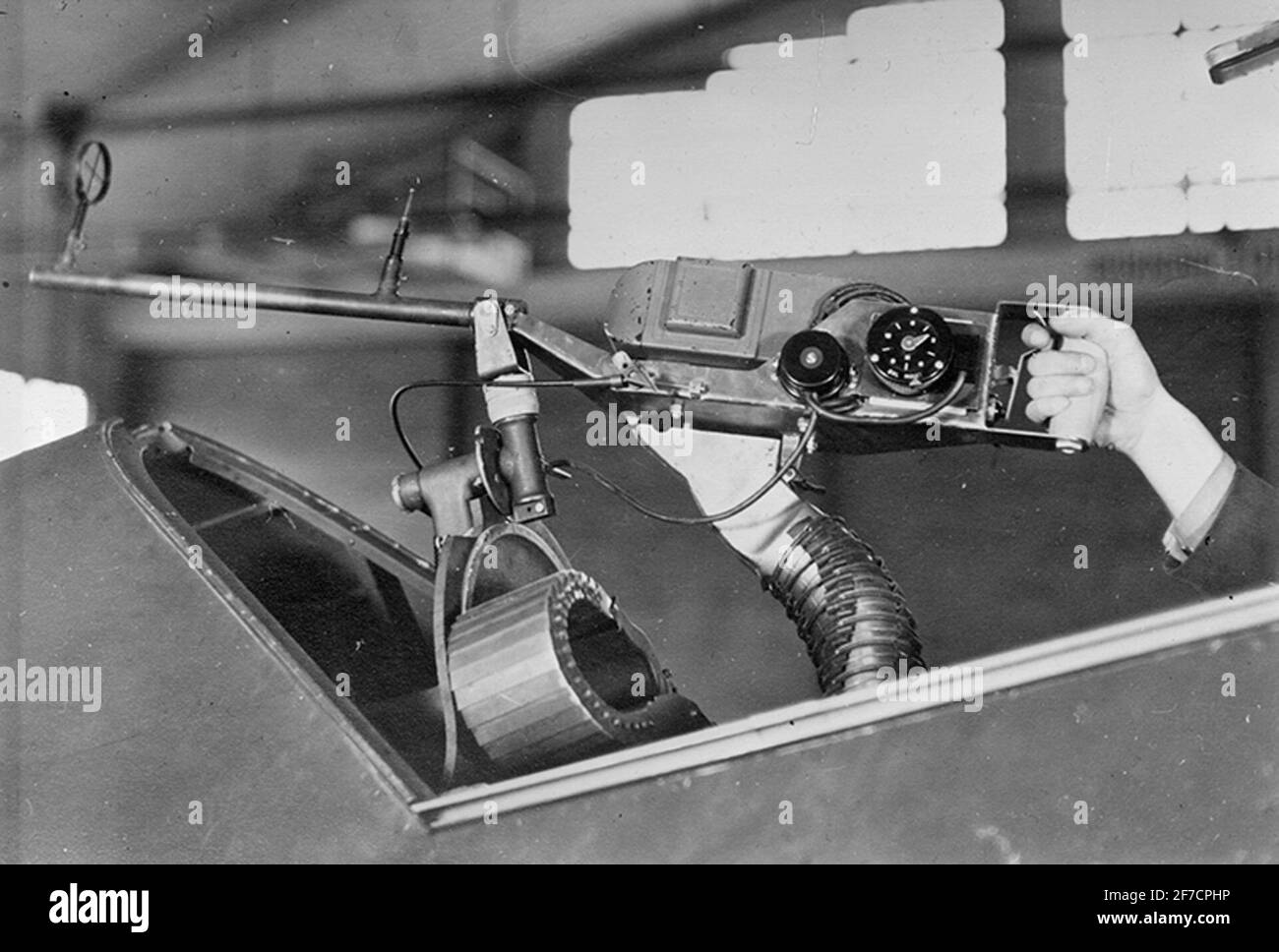Bulleted Camera KK3, Attrum Mounted in Airplane S 17 Bulp Camera KK3, Atrum Mounted in Airplane S 17 Stock Photo
