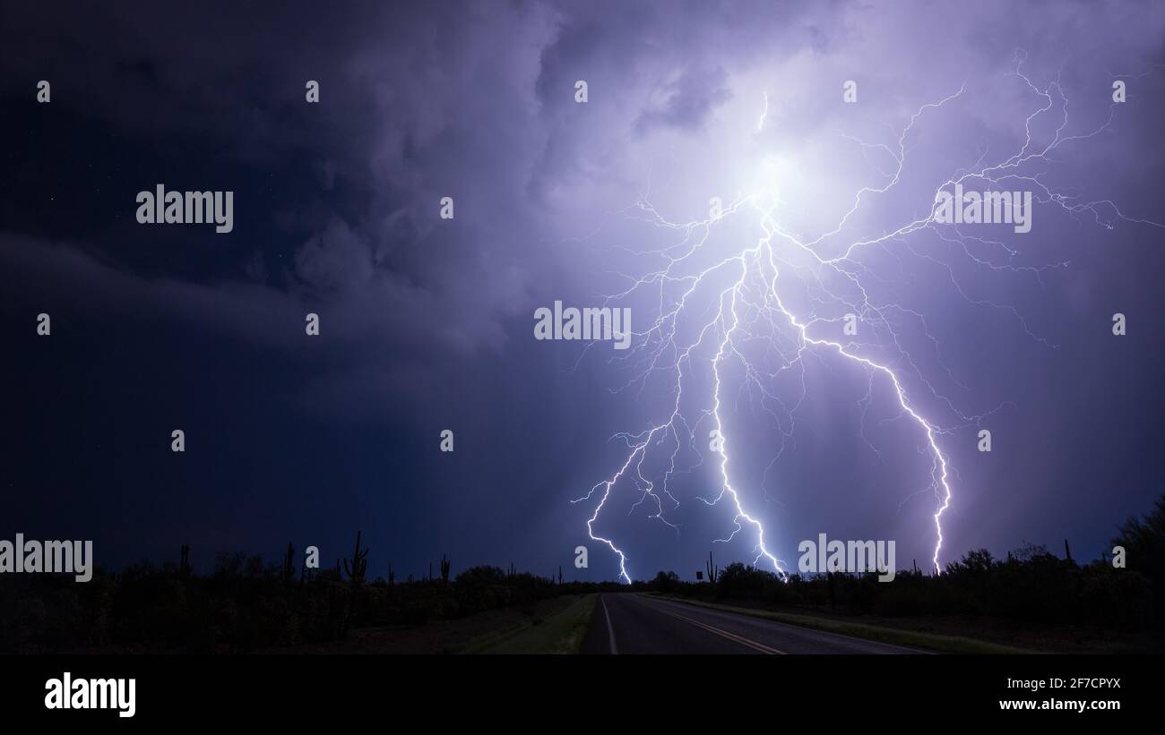 Lightning storm in Tucson, Arizona Stock Photo