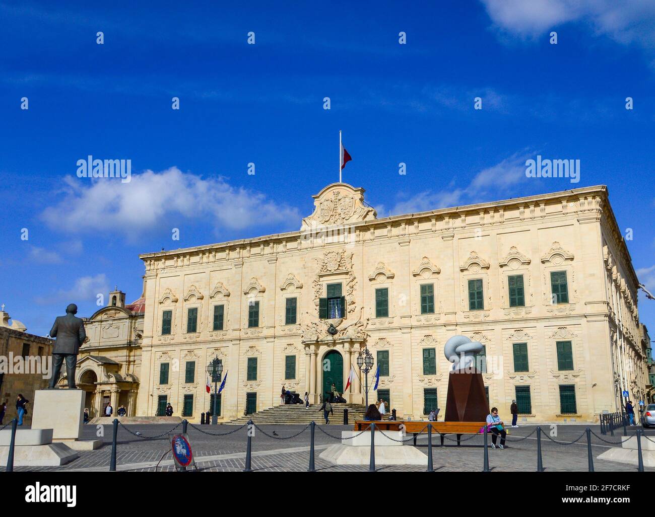 Valletta, Malta, Feb 29, 2020. Valletta Castille Palace in a sunny day Stock Photo